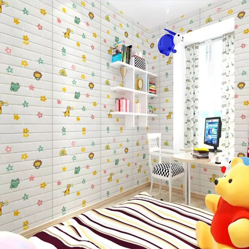 1Pcs 70*77cm Self-Adhesive Panels 3D Soft Crash Foam Wallpaper Imitation Brick Wall Stickers Living Room Kid Bedroom Decor