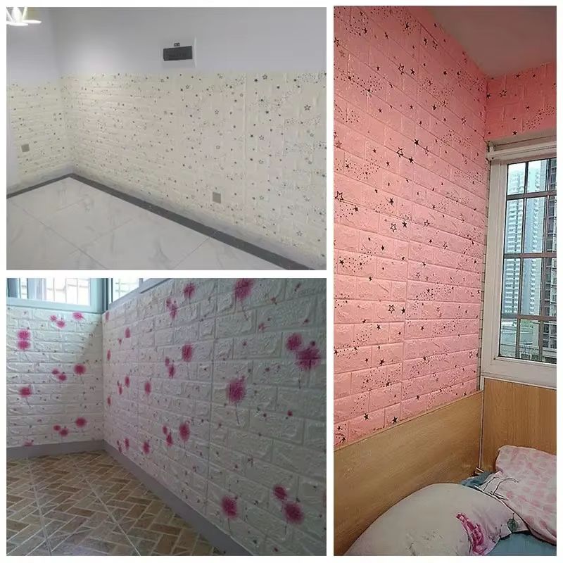 1Pcs 70*77cm Self-Adhesive Panels 3D Soft Crash Foam Wallpaper Imitation Brick Wall Stickers Living Room Kid Bedroom Decor