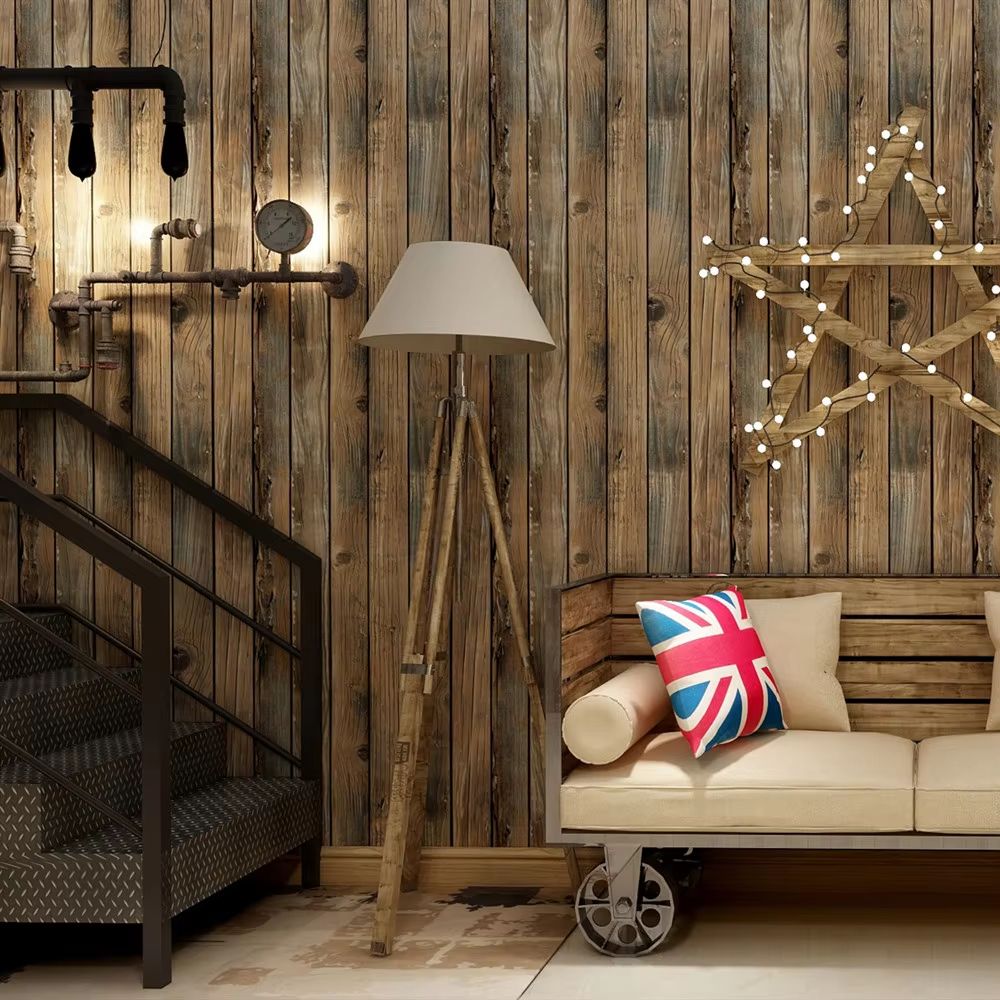 Retro Faux Wood Grain Peel And Stick Wallpaper Self-adhesive Wood Plank Wallpaper Roll Removable Vinyl Wall Covering For Restaurant