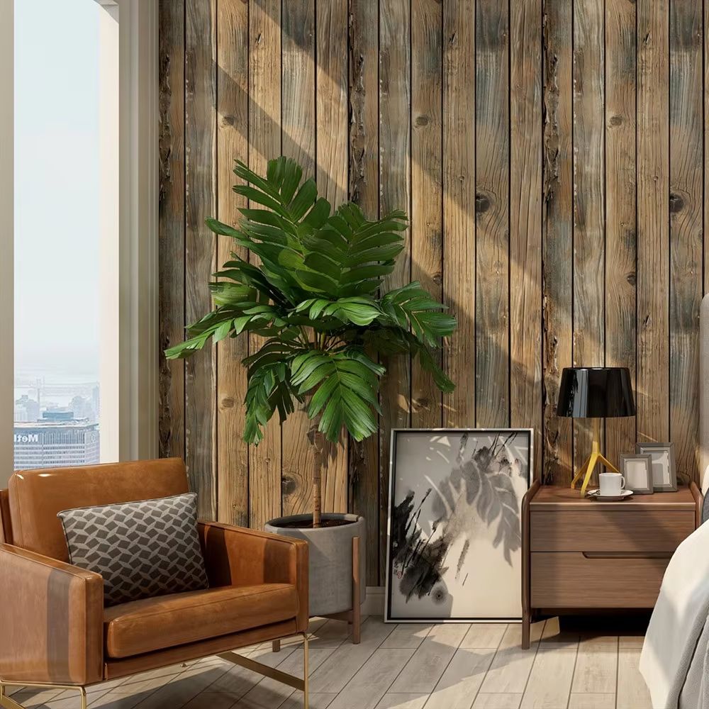 Retro Faux Wood Grain Peel And Stick Wallpaper Self-adhesive Wood Plank Wallpaper Roll Removable Vinyl Wall Covering For Restaurant