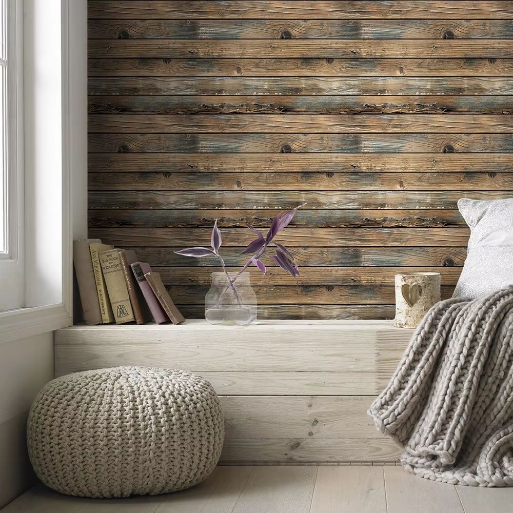 Retro Faux Wood Grain Peel And Stick Wallpaper Self-adhesive Wood Plank Wallpaper Roll Removable Vinyl Wall Covering For Restaurant