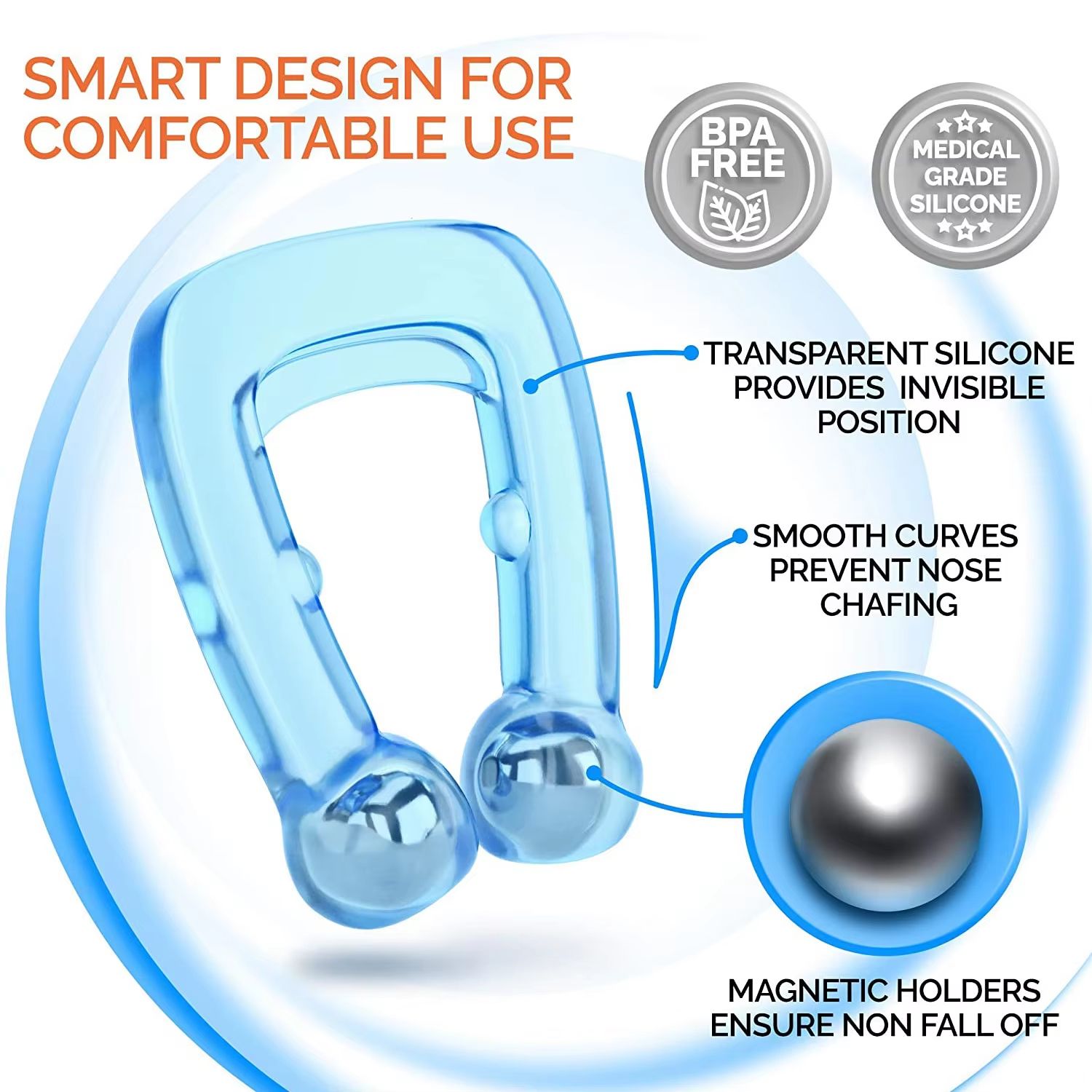 Silicone Magnetic Anti Snore Stop Snoring Nose Clip Sleep Tray Sleeping Aid Apnea Guard Night Device with Case Nose Clip Men's