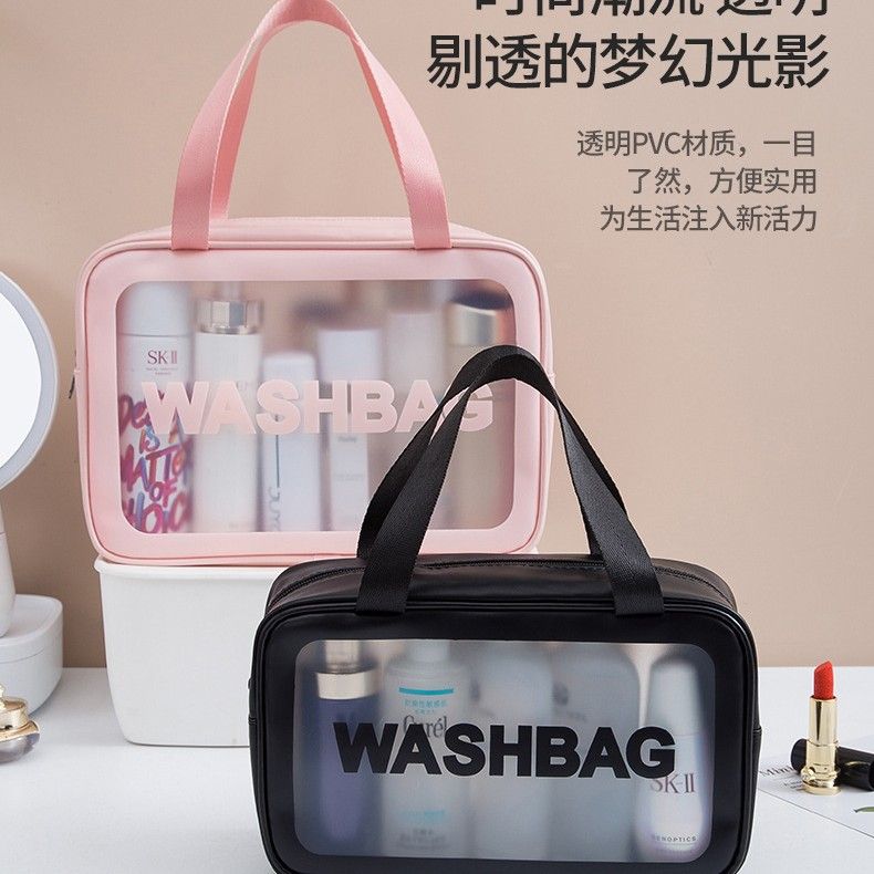 Pu Frosted Clear Makeup Box Waterproof Travel Toiletry Bag Large Capacity Portable Bath Storage Bag Children's Lunch Bag