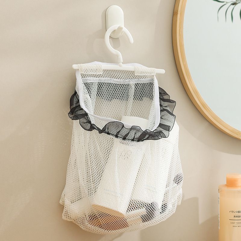 Wall Hanging Laundry Storage Net Dirty Clothes Sundries Foldable Organizer Basket Bathroom Storage Bag Fruits Vegetable Mesh Bag