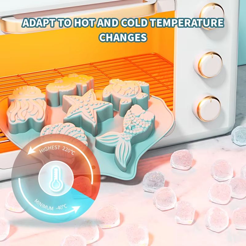 Ocean Fondant Silicone Mold Shell Mermaid Tail Seahorse Starfish Chocolate Mold Suitable for Mermaid Theme Cake Decoration Tools