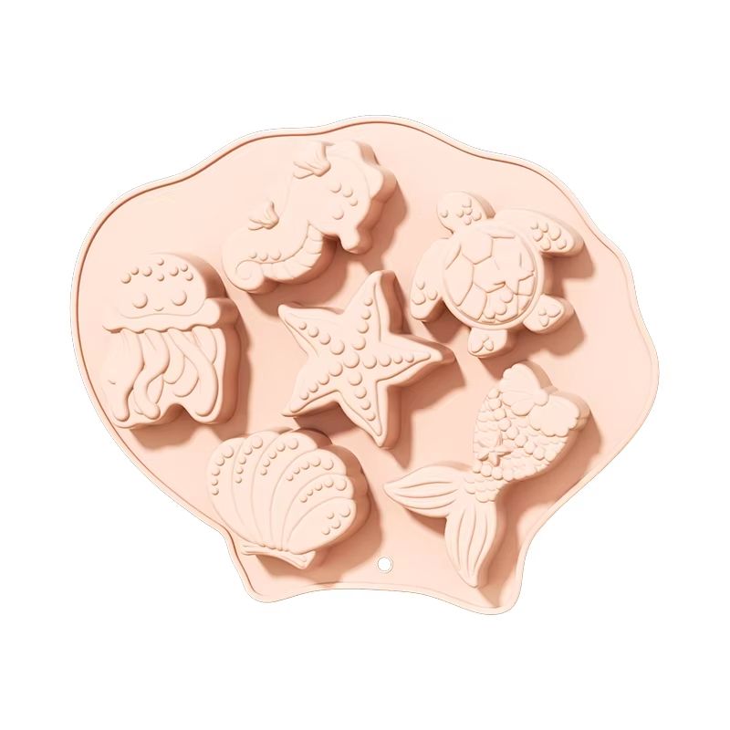 Ocean Fondant Silicone Mold Shell Mermaid Tail Seahorse Starfish Chocolate Mold Suitable for Mermaid Theme Cake Decoration Tools