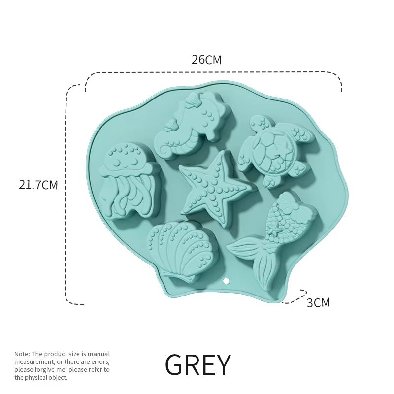 Ocean Fondant Silicone Mold Shell Mermaid Tail Seahorse Starfish Chocolate Mold Suitable for Mermaid Theme Cake Decoration Tools