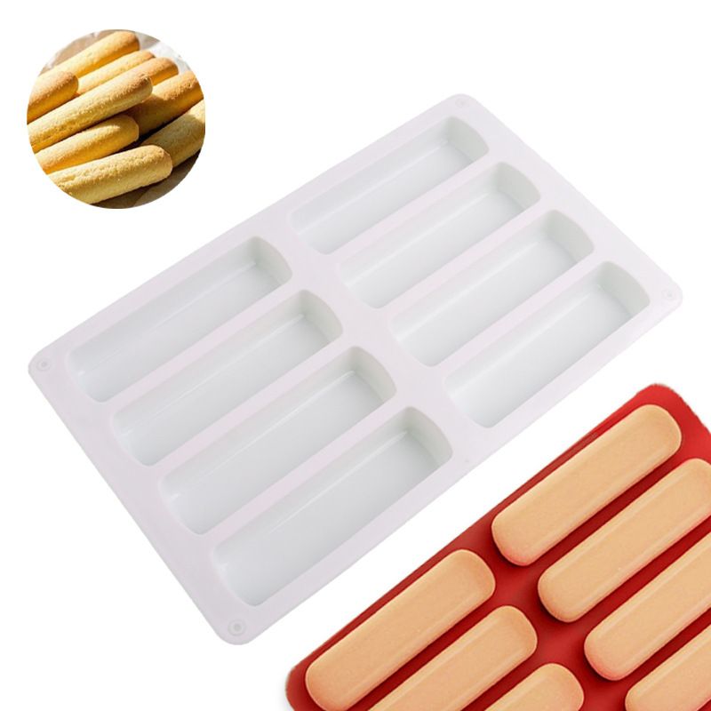 8 Cavity Silicone Cake Mold 3D Long Strip Silione Molds Mousse Cake Silicone Baking Molds French Dessert Chocolate Mold Bakeware