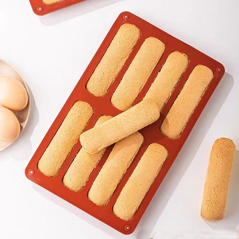 8 Cavity Silicone Cake Mold 3D Long Strip Silione Molds Mousse Cake Silicone Baking Molds French Dessert Chocolate Mold Bakeware