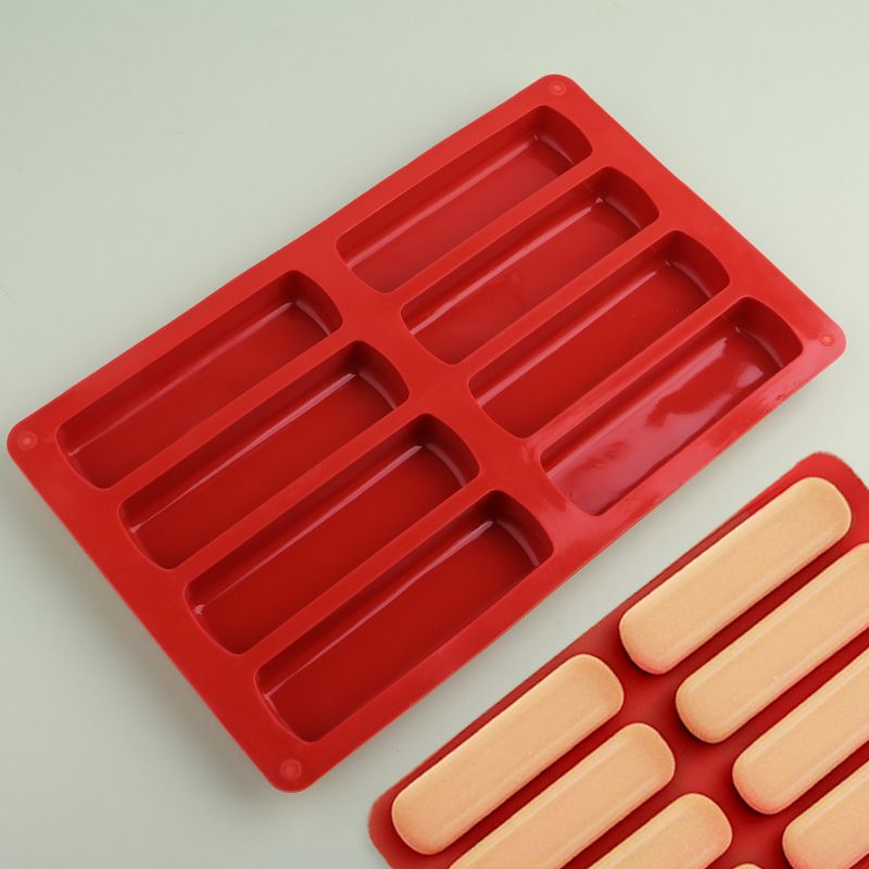 8 Cavity Silicone Cake Mold 3D Long Strip Silione Molds Mousse Cake Silicone Baking Molds French Dessert Chocolate Mold Bakeware