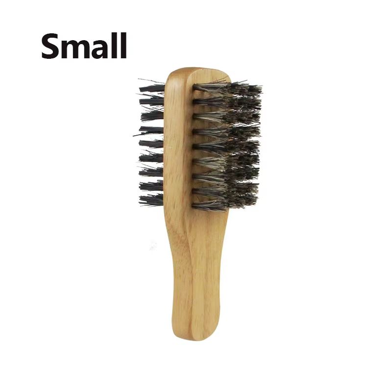 Men Boar Bristle Hair Brush S/M/L Natural Wooden Wave Brush for Male Beard Hairbrush Dual-purpose Double-sided Beard Brush