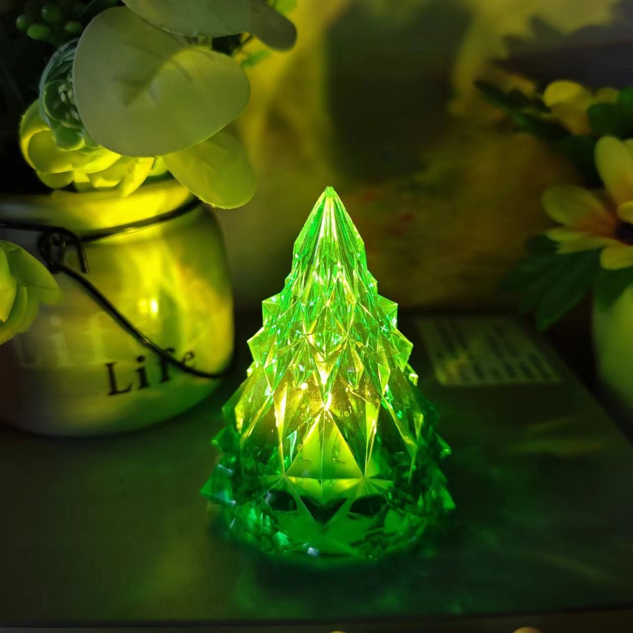 Christmas Tree Iceberg Lights Warm Light Color Crystal Lamp Snowy Mountain Romantic Nightlight LED Home Decor Sleep Light Gifts