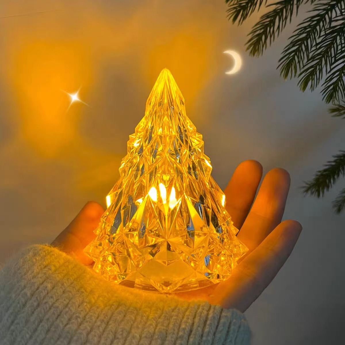 Christmas Tree Iceberg Lights Warm Light Color Crystal Lamp Snowy Mountain Romantic Nightlight LED Home Decor Sleep Light Gifts