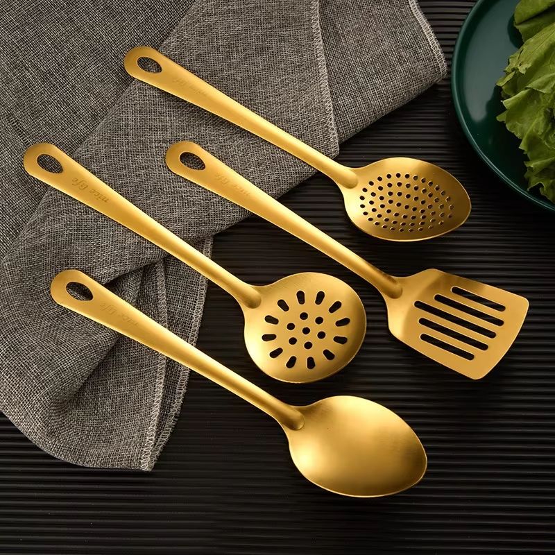 Stainless Steel Dinnerware Set Home Creative Korean Cutlery Golden Spoon Korean-style Hot Pot Cutlery Set Kitchenware Set