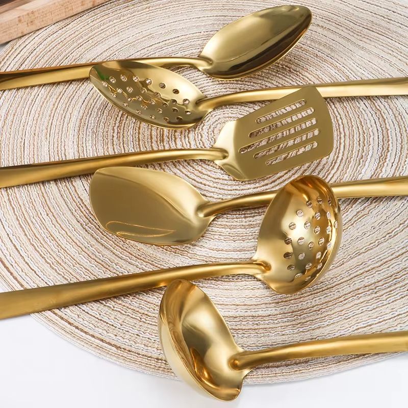 Stainless Steel Dinnerware Set Home Creative Korean Cutlery Golden Spoon Korean-style Hot Pot Cutlery Set Kitchenware Set