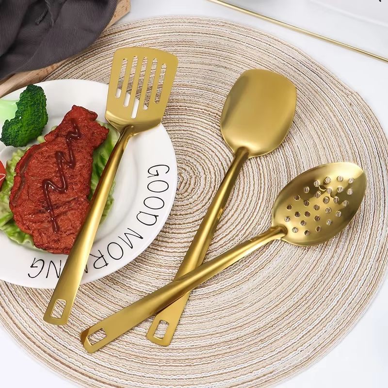 Stainless Steel Dinnerware Set Home Creative Korean Cutlery Golden Spoon Korean-style Hot Pot Cutlery Set Kitchenware Set