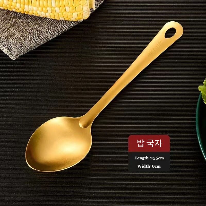 Stainless Steel Dinnerware Set Home Creative Korean Cutlery Golden Spoon Korean-style Hot Pot Cutlery Set Kitchenware Set