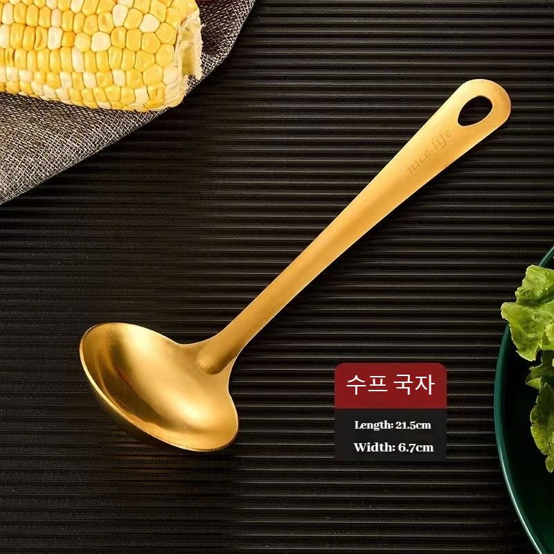 Stainless Steel Dinnerware Set Home Creative Korean Cutlery Golden Spoon Korean-style Hot Pot Cutlery Set Kitchenware Set