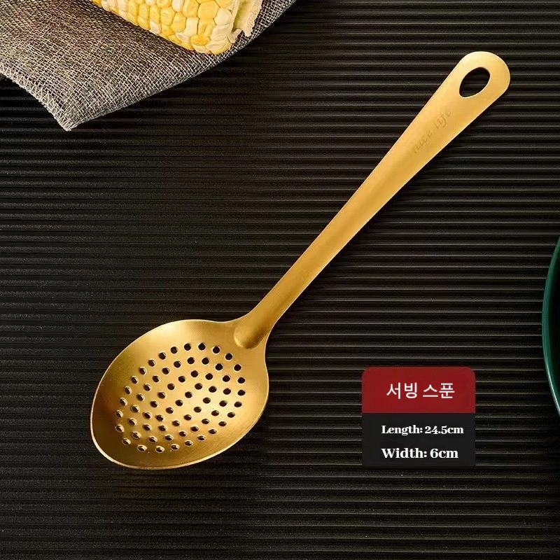 Stainless Steel Dinnerware Set Home Creative Korean Cutlery Golden Spoon Korean-style Hot Pot Cutlery Set Kitchenware Set