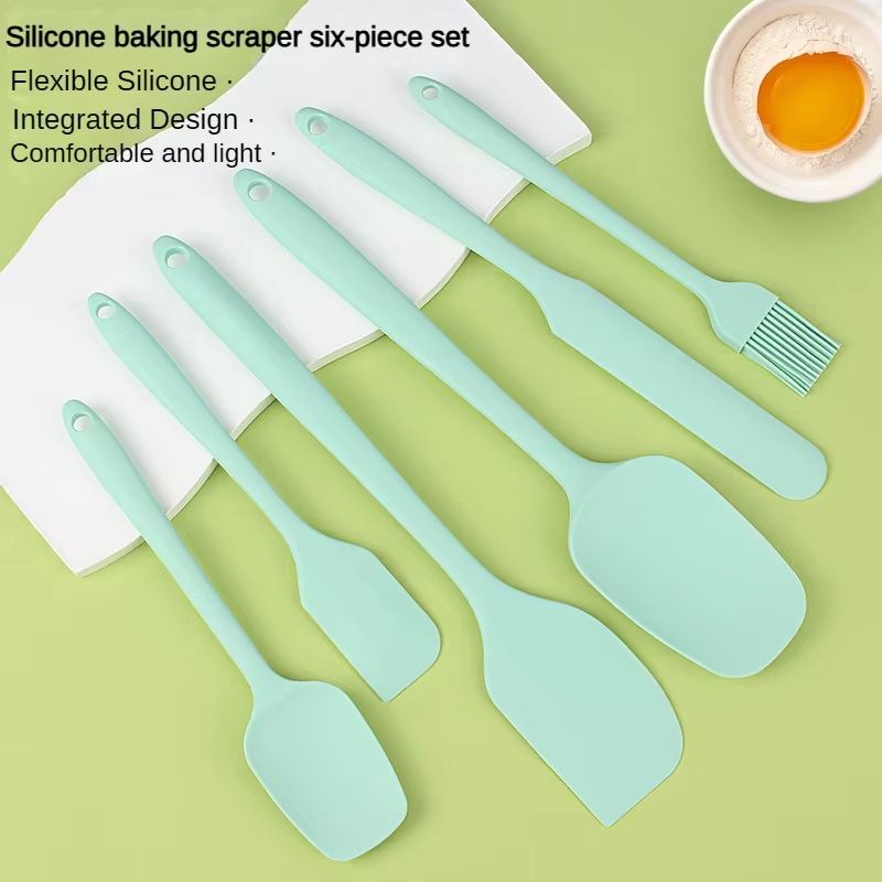 6pcs Silicone Spatula set for baking-cake frosting kit with brush, non-stick scrapers & cream spreads | cute kitchen gadgets