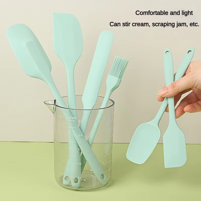 6pcs Silicone Spatula set for baking-cake frosting kit with brush, non-stick scrapers & cream spreads | cute kitchen gadgets