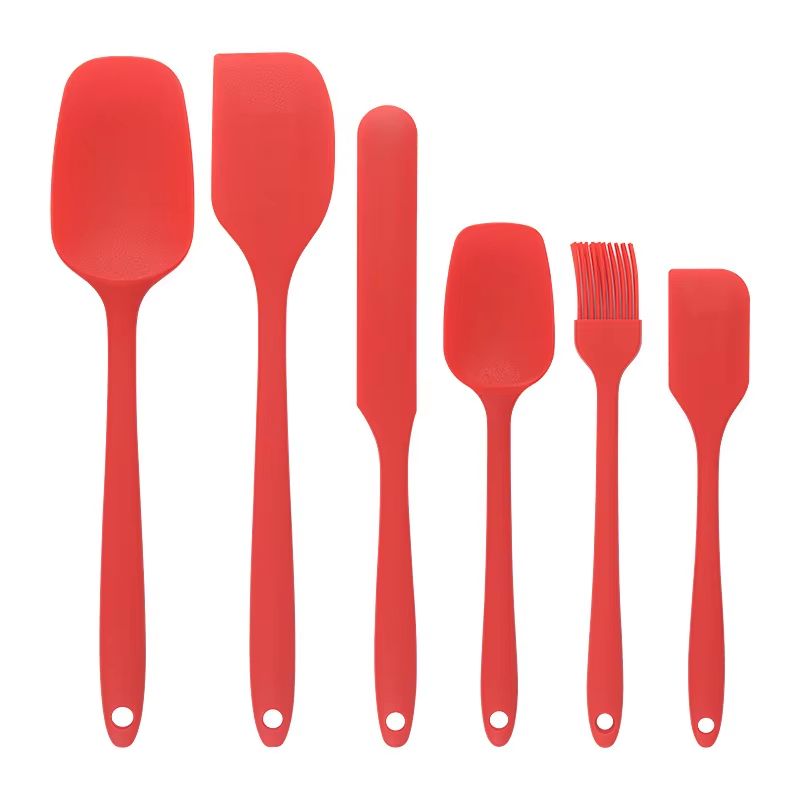 6pcs Silicone Spatula set for baking-cake frosting kit with brush, non-stick scrapers & cream spreads | cute kitchen gadgets