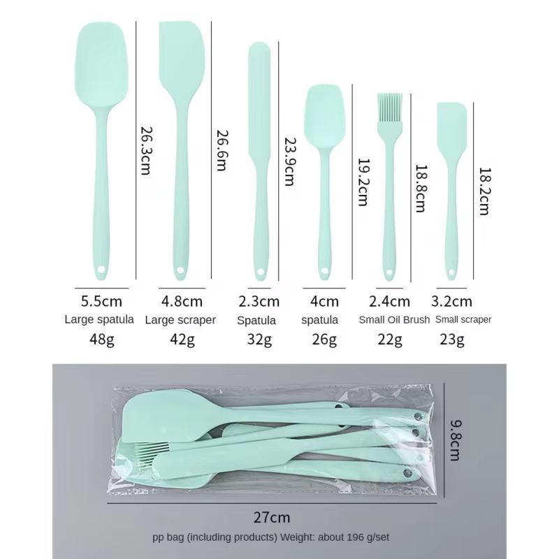 6pcs Silicone Spatula set for baking-cake frosting kit with brush, non-stick scrapers & cream spreads | cute kitchen gadgets