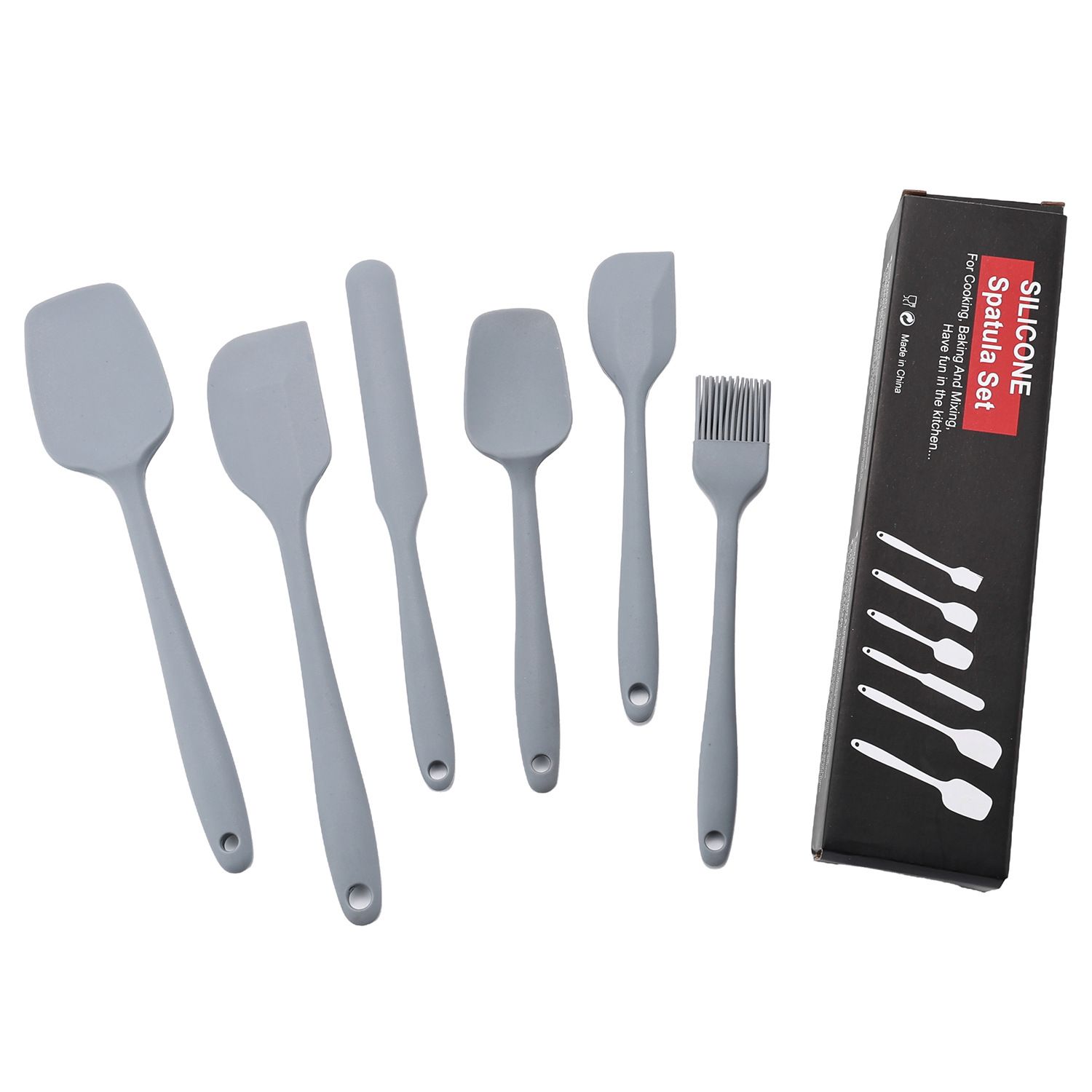 6pcs Silicone Spatula set for baking-cake frosting kit with brush, non-stick scrapers & cream spreads | cute kitchen gadgets