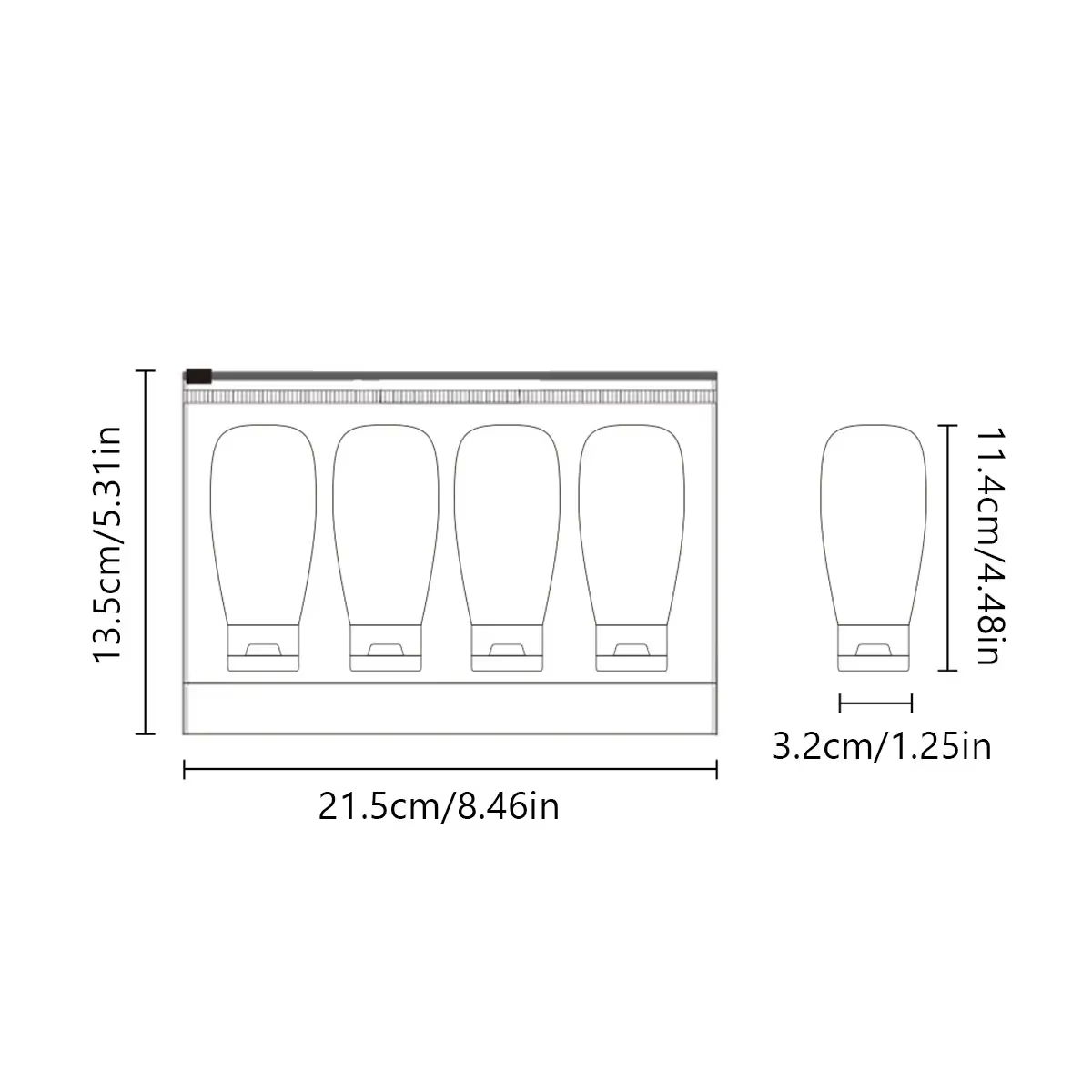4-piece PE leak-proof travel bottle set, suitable for business travel, portable refillable and squeezable container, ideal for travel