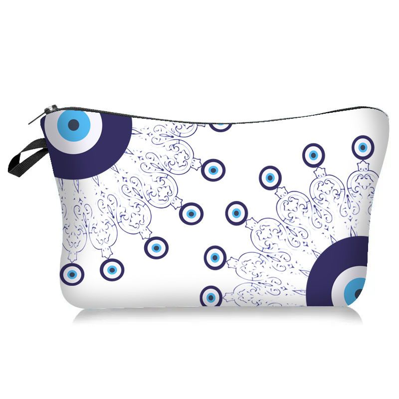Cosmetic Bag Devil Eye Print Makeup Bag Pencil Case Evil Eyes Pattern Toiletry Bag Travel Organizer