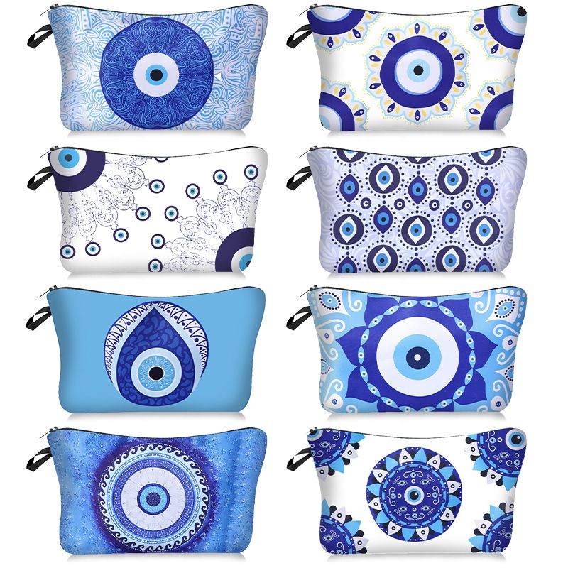 Cosmetic Bag Devil Eye Print Makeup Bag Pencil Case Evil Eyes Pattern Toiletry Bag Travel Organizer