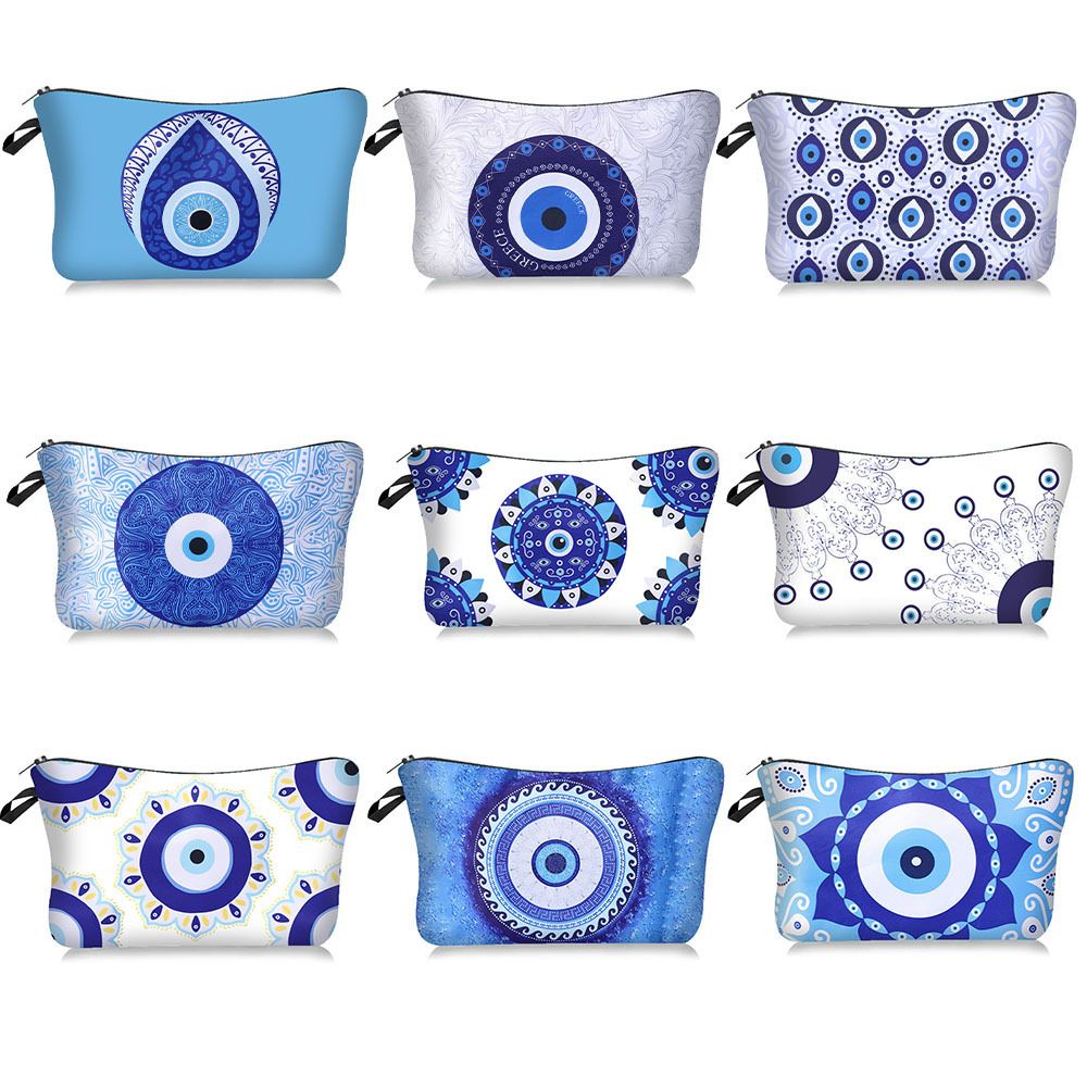 Cosmetic Bag Devil Eye Print Makeup Bag Pencil Case Evil Eyes Pattern Toiletry Bag Travel Organizer