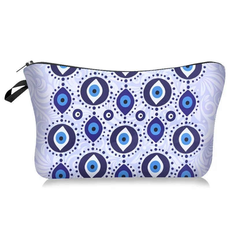 Cosmetic Bag Devil Eye Print Makeup Bag Pencil Case Evil Eyes Pattern Toiletry Bag Travel Organizer