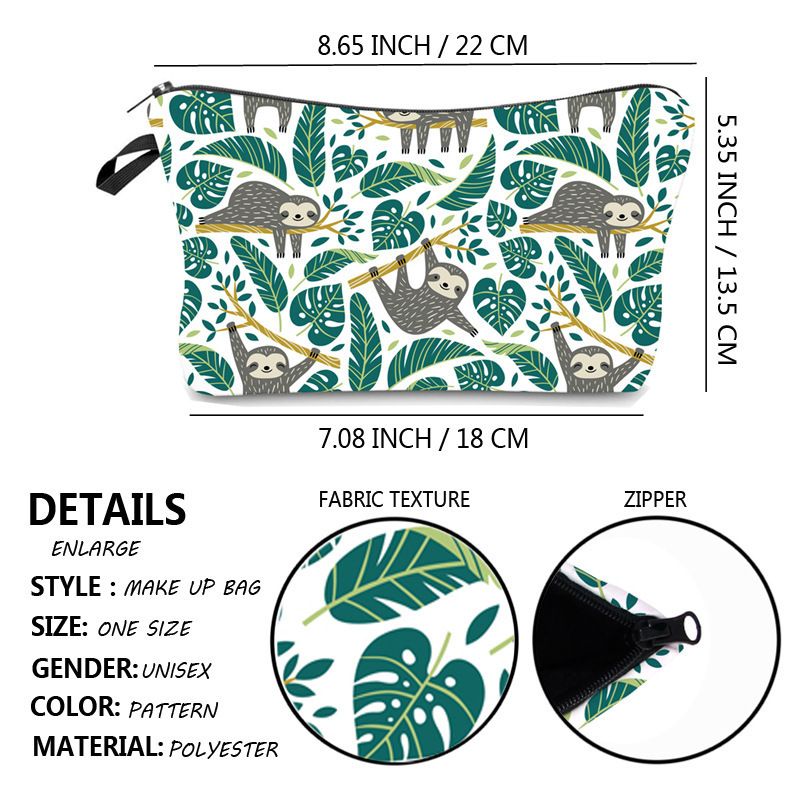Cartoon Cute Sloth Printing Cosmetic Bag Wallet Mini Wallets Coin Purses Kids Bags Female Pouch Change Purse Children's Zero Wallet Cartoon Bags