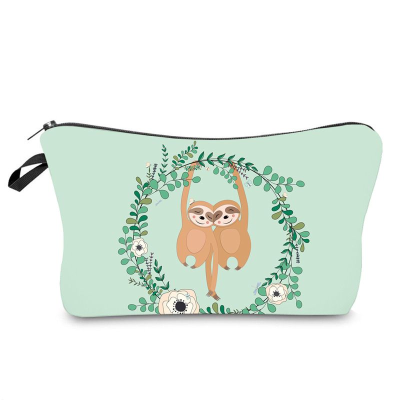 Cartoon Cute Sloth Printing Cosmetic Bag Wallet Mini Wallets Coin Purses Kids Bags Female Pouch Change Purse Children's Zero Wallet Cartoon Bags