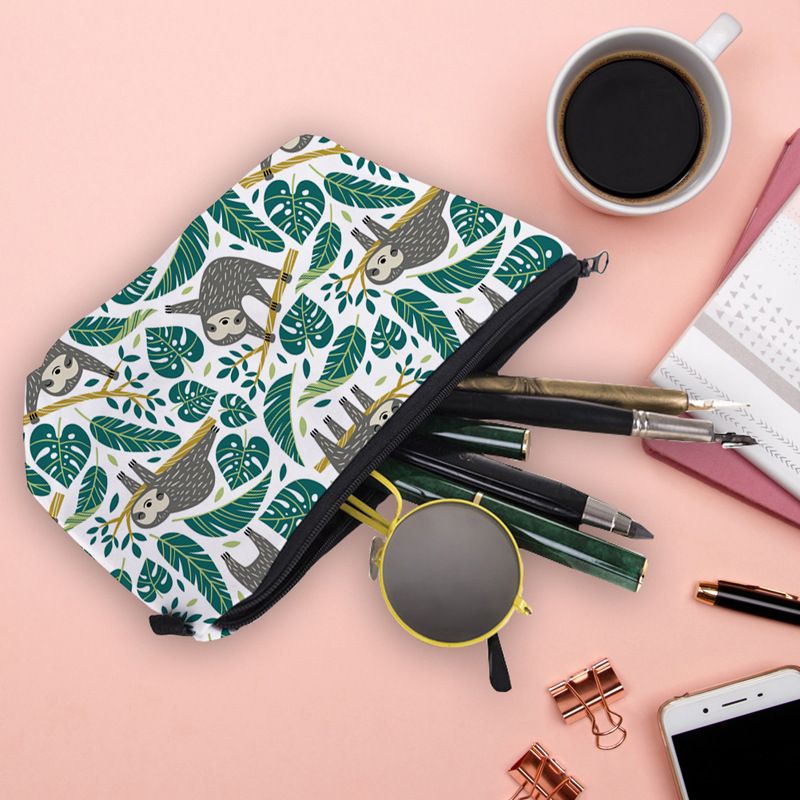 Cartoon Cute Sloth Printing Cosmetic Bag Wallet Mini Wallets Coin Purses Kids Bags Female Pouch Change Purse Children's Zero Wallet Cartoon Bags