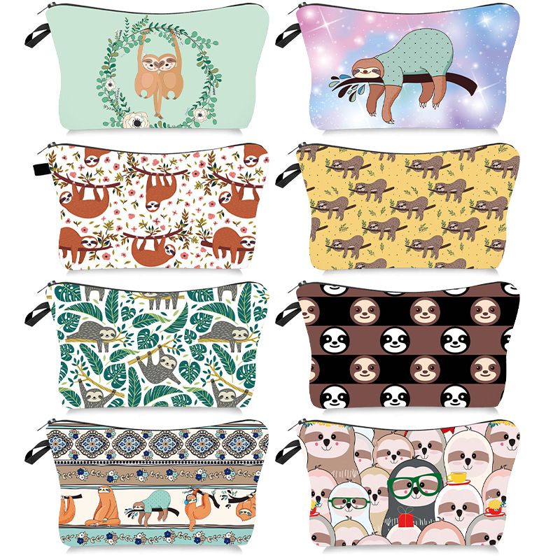 Cartoon Cute Sloth Printing Cosmetic Bag Wallet Mini Wallets Coin Purses Kids Bags Female Pouch Change Purse Children's Zero Wallet Cartoon Bags