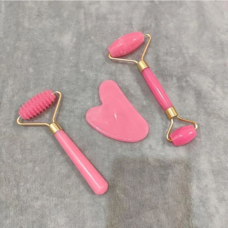3 Piece/Set Gua Sha Board Roller Scraping Massager Set Natural Resin Facial Lifting Skin Care Beauty Tools for Body Scraping Face Massage Beauty Tool Set with Gift Box
