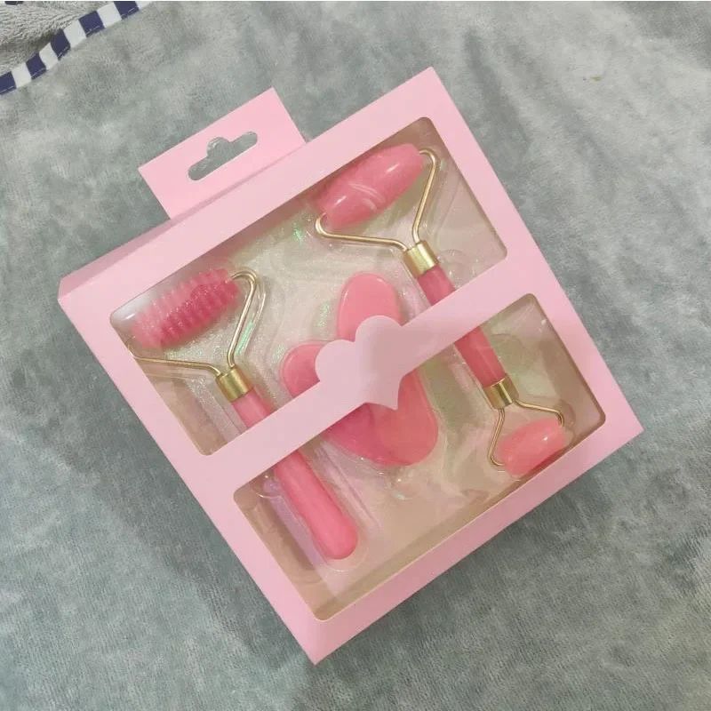 3 Piece/Set Gua Sha Board Roller Scraping Massager Set Natural Resin Facial Lifting Skin Care Beauty Tools for Body Scraping Face Massage Beauty Tool Set with Gift Box