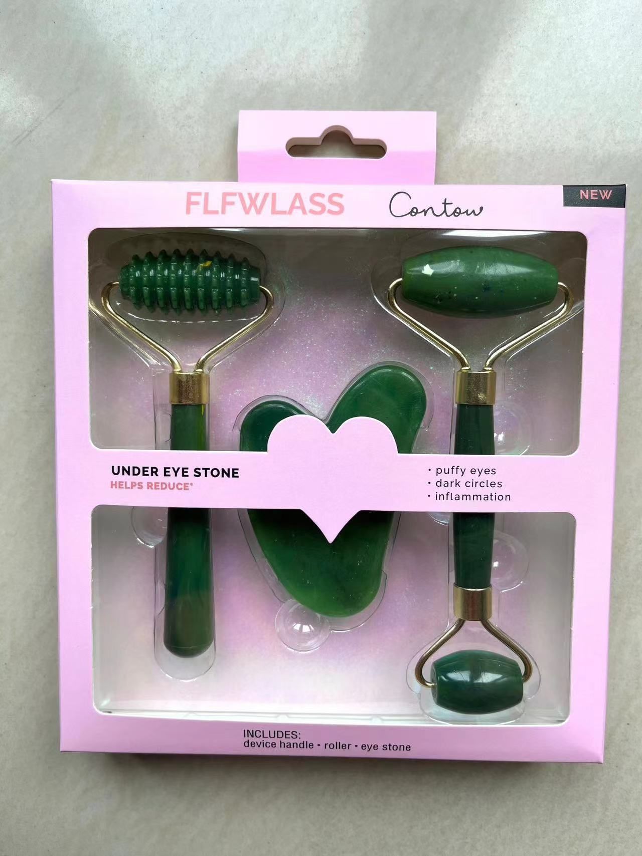 3 Piece/Set Gua Sha Board Roller Scraping Massager Set Natural Resin Facial Lifting Skin Care Beauty Tools for Body Scraping Face Massage Beauty Tool Set with Gift Box