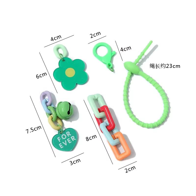 Creative Candy Color Flower Heart Pendant Keychain Cute Little Flower Key Ring Bag Pendant Accessories