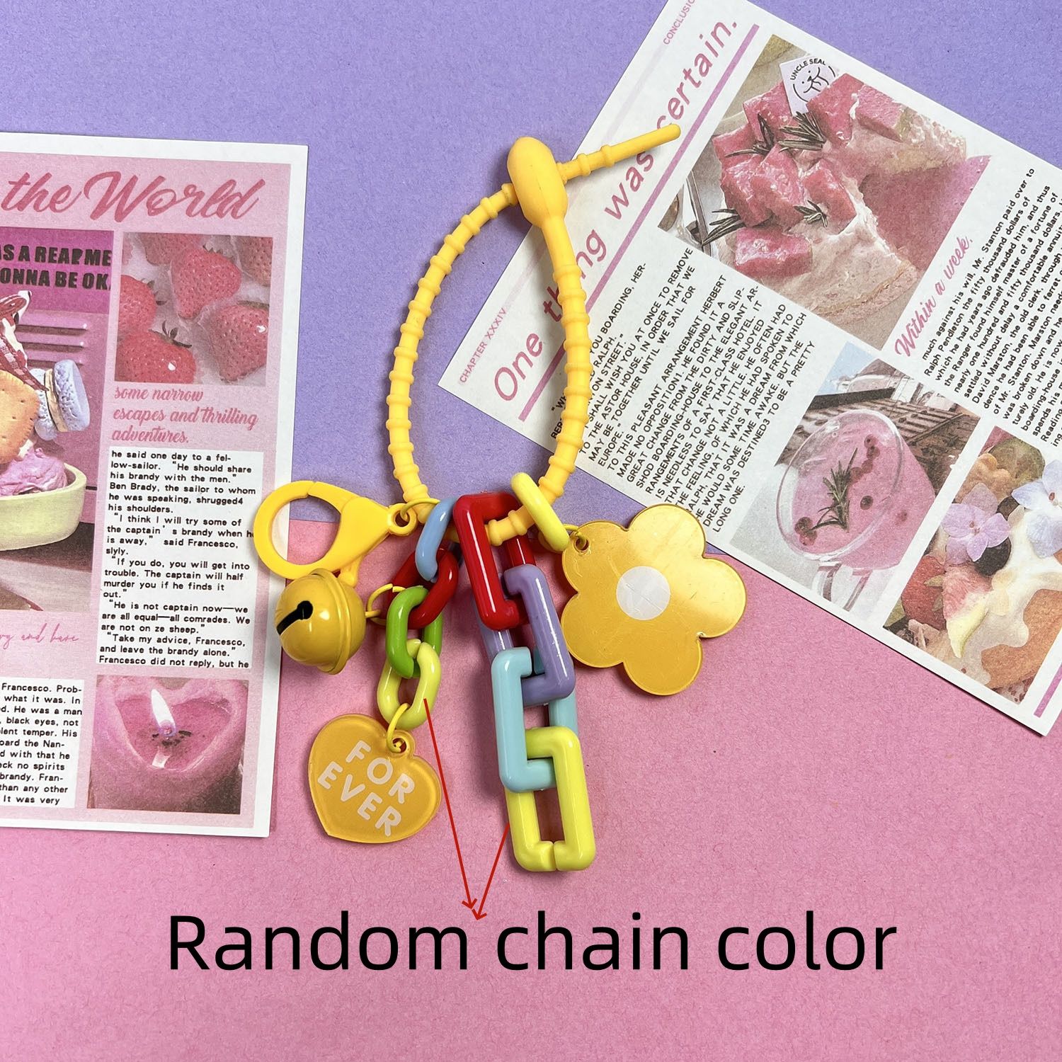 Creative Candy Color Flower Heart Pendant Keychain Cute Little Flower Key Ring Bag Pendant Accessories