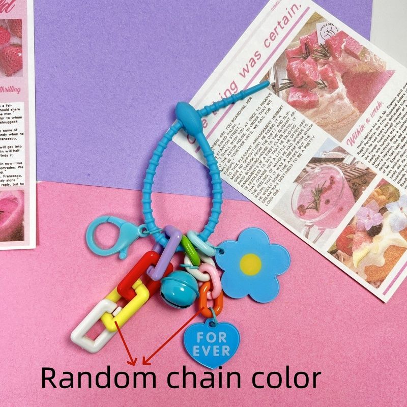 Creative Candy Color Flower Heart Pendant Keychain Cute Little Flower Key Ring Bag Pendant Accessories
