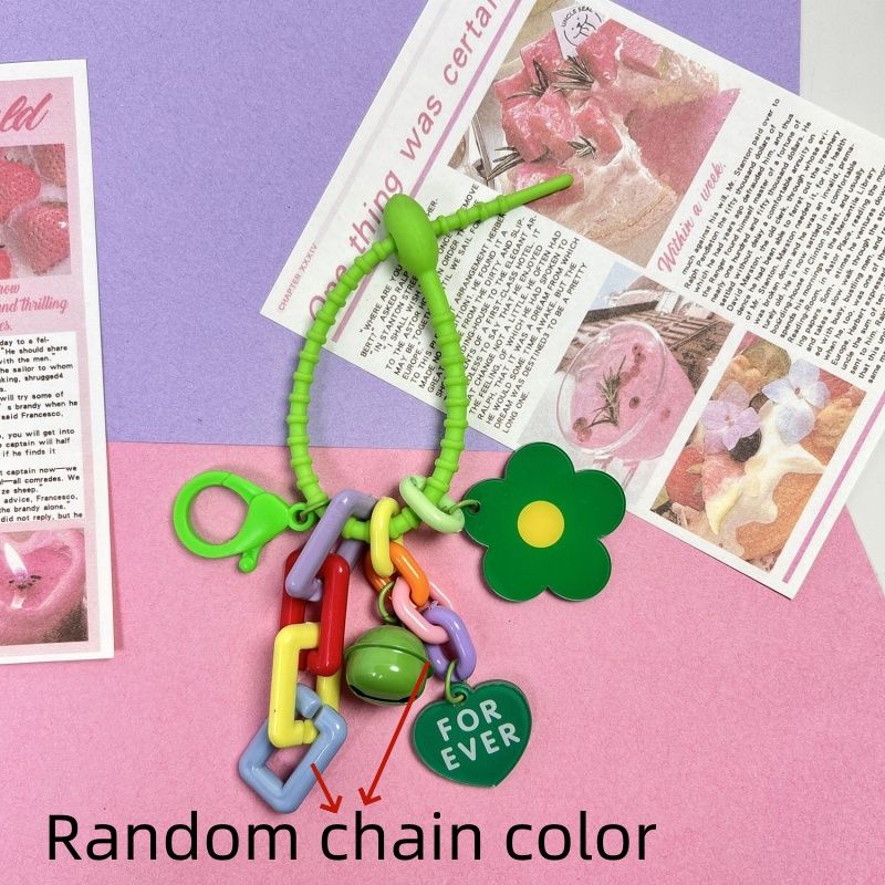 Creative Candy Color Flower Heart Pendant Keychain Cute Little Flower Key Ring Bag Pendant Accessories