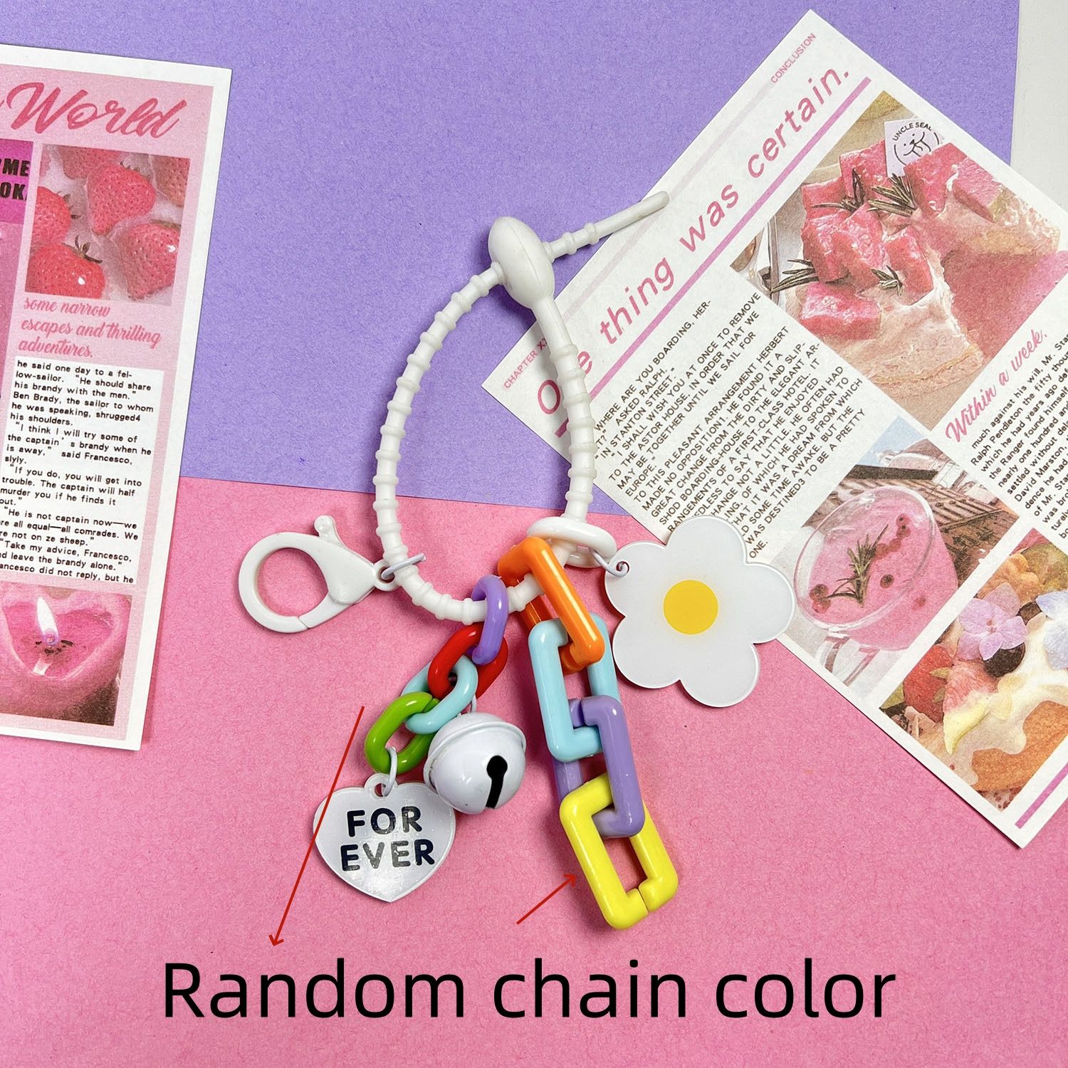 Creative Candy Color Flower Heart Pendant Keychain Cute Little Flower Key Ring Bag Pendant Accessories