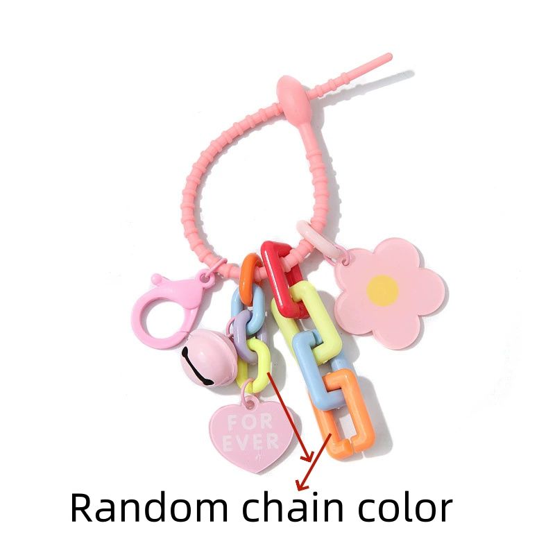 Creative Candy Color Flower Heart Pendant Keychain Cute Little Flower Key Ring Bag Pendant Accessories