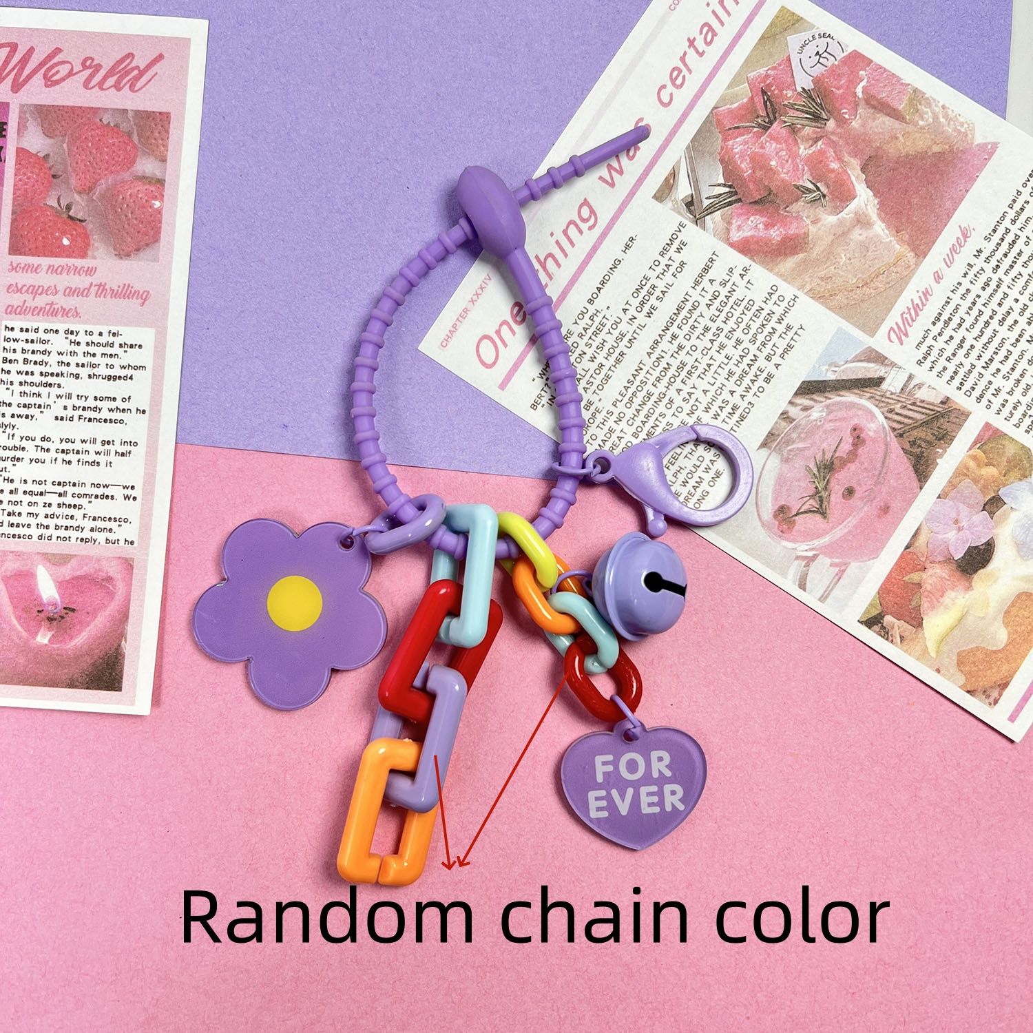 Creative Candy Color Flower Heart Pendant Keychain Cute Little Flower Key Ring Bag Pendant Accessories