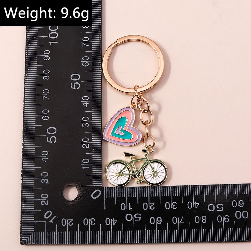 Lovely Colorful Heart Keychain Bicycle Keyrings Valentine's Day Gift Key Chains for Women Girls Car Key Handbag Jewelry Accessories