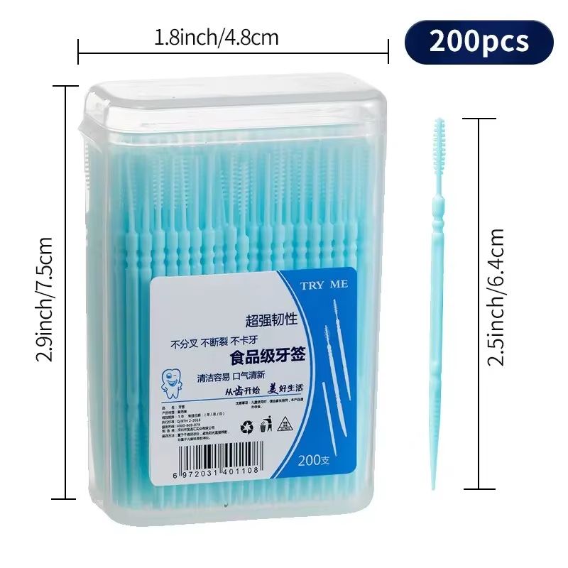 200 Pieces Toothpick Disposable Family Box Packed Portable Ultra Fine Pick Double Head High End Personality Creative Fruit Stick
