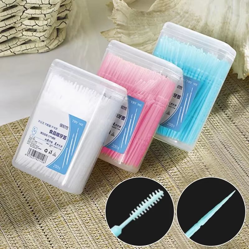 200 Pieces Toothpick Disposable Family Box Packed Portable Ultra Fine Pick Double Head High End Personality Creative Fruit Stick